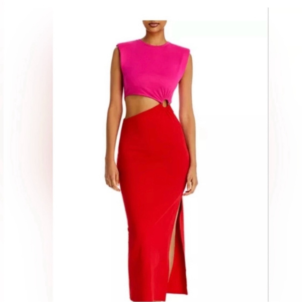 NWT FORE Pink and Red Cutout Dress